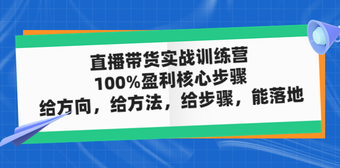 直播賣貨實操特訓營：100%贏利核心內容流程，給方位，給辦法，給流程，能落地 - 嚴選資源大全