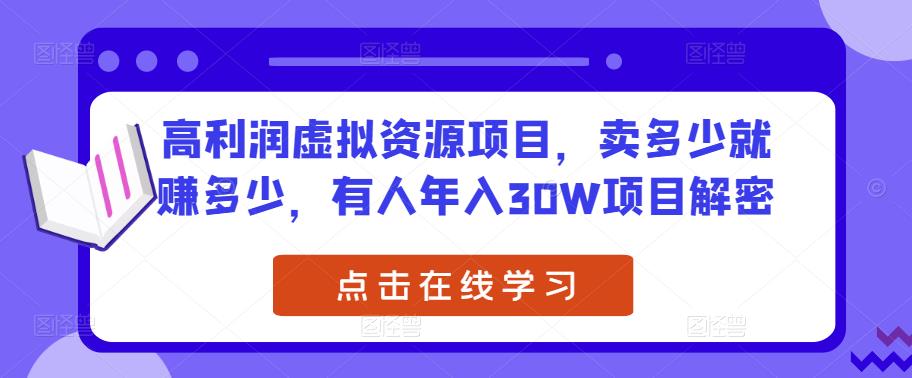 高收益虛擬資源項目,賣多少錢就賺多少錢,有的人年收入30W新項目破譯 - 嚴選資源大全