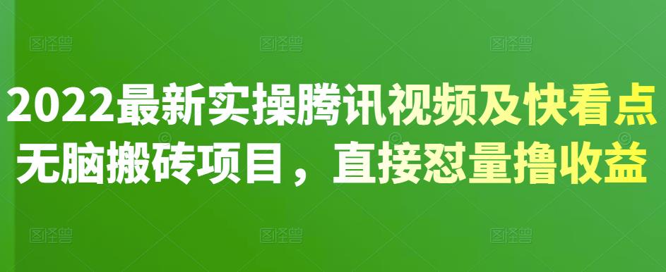 2022最新實操騰訊視頻及快看點無腦搬磚項目，直接懟量擼收益? - 嚴選資源大全