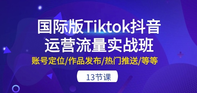 國際版Tiktok抖音運營流量實戰班：賬號定位/作品發布/熱門推送/等等-13節 - 嚴選資源大全