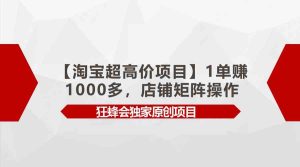 (9849期)【淘寶超高價項目】1單賺1000多,店鋪矩陣操作 - 嚴選資源大全 - 嚴選資源大全