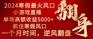 2024年最火寒假風(fēng)口項(xiàng)目 小游戲直播 單場(chǎng)收益5000+抓住風(fēng)口 一個(gè)月直接提車 - 嚴(yán)選資源大全 - 嚴(yán)選資源大全