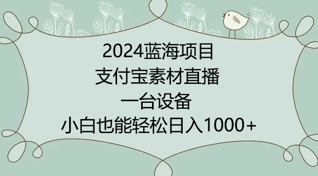 2024年藍海項目,支付寶素材直播,無需出境,小白也能日入1000+ ,實操教程 - 嚴選資源大全