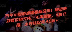 24年小游戲直播最新玩法!微恐游戲怪談研究所,無需露臉,0粉開播,小白輕松月入5W+ - 嚴選資源大全 - 嚴選資源大全