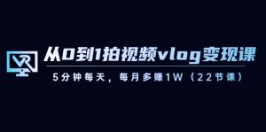從0到1拍視頻vlog-變現課,5分鐘每天,每月多賺1W(22節課) - 嚴選資源大全 - 嚴選資源大全