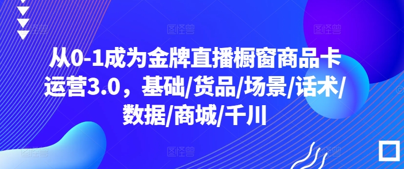 從0-1成為金牌直播櫥窗商品卡運營3.0，基礎/貨品/場景/話術/數據/商城/千川 - 嚴選資源大全