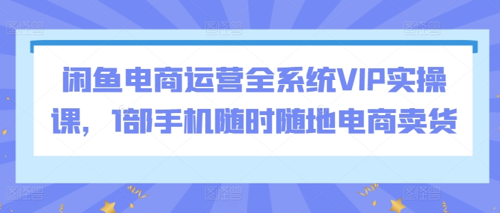 閑魚電商運營全系統VIP實操課，1部手機隨時隨地電商賣貨 - 嚴選資源大全