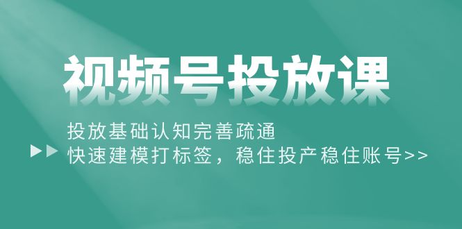 （10205期）視頻號投放課：投放基礎認知完善疏通，快速建模打標簽，穩住投產穩住賬號 - 嚴選資源大全