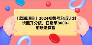 （9308期）【藍(lán)海項(xiàng)目】2024視頻號(hào)分成計(jì)劃，快速開(kāi)分成，日爆單8000+，附玩法教程 - 嚴(yán)選資源大全 - 嚴(yán)選資源大全
