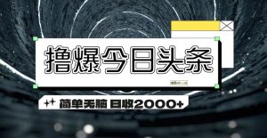 擼爆今日頭條 簡單無腦操作 日收2000+ - 嚴選資源大全 - 嚴選資源大全