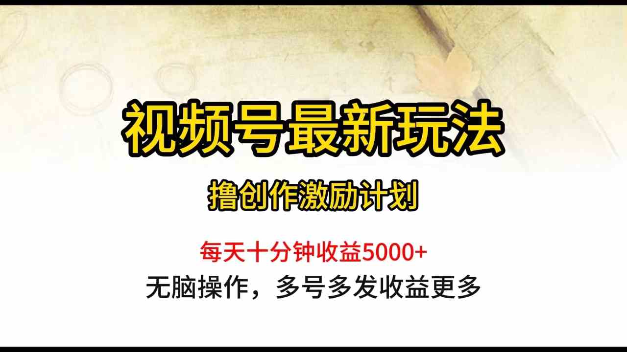（10087期）視頻號最新玩法，每日一小時月入5000+ - 嚴選資源大全