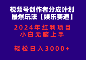 （10214期）視頻號創作者分成2024最爆玩法【娛樂賽道】，小白無腦上手，輕松日入3000+ - 嚴選資源大全 - 嚴選資源大全