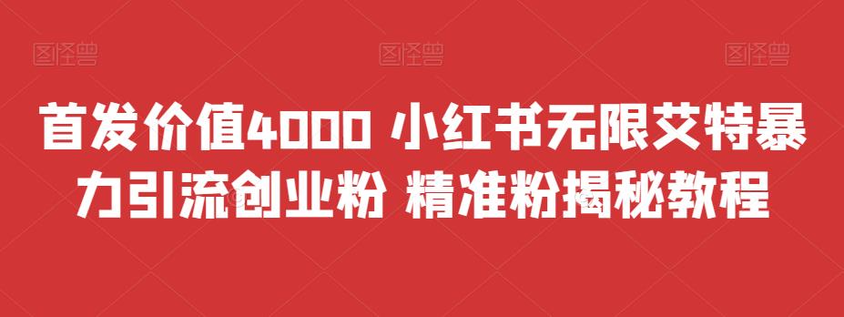 首發價值4000 小紅書無限艾特暴力引流創業粉 精準粉揭秘教程 - 嚴選資源大全