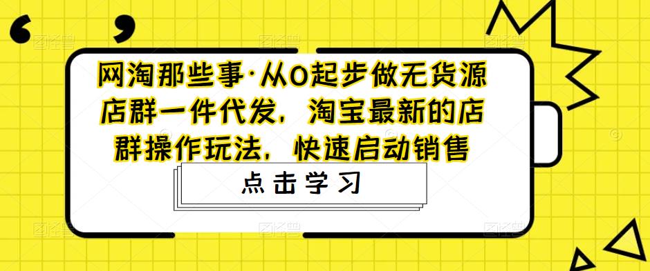 從0起步做無貨源店群一件代發，淘寶最新的店群操作玩法，快速啟動銷售 - 嚴選資源大全