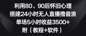 利用80、90后懷舊心理，搭建24小時(shí)無(wú)人直播擼音浪，單場(chǎng)5小時(shí)收益3500+… - 嚴(yán)選資源大全 - 嚴(yán)選資源大全