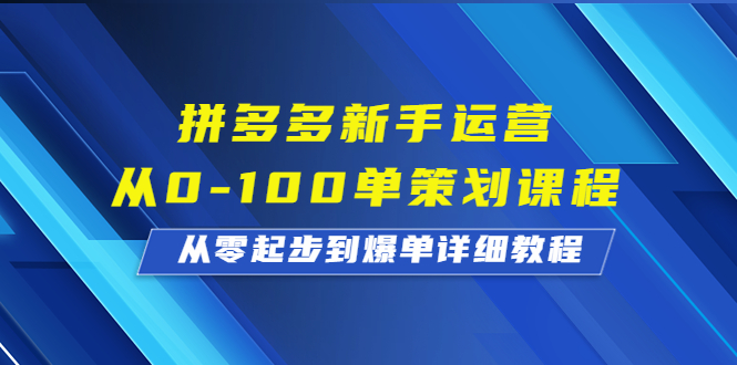 拼多多新手運營從0-100單策劃課程，從零起步到爆單詳細教程 - 嚴選資源大全
