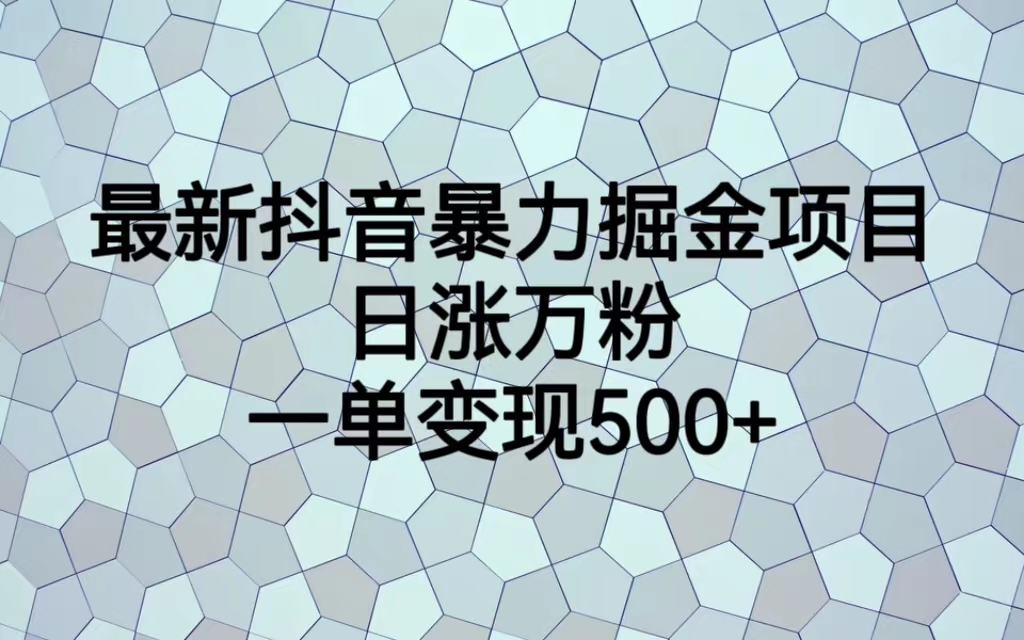 最新抖音暴力掘金項目，日漲萬粉，一單變現500+ - 嚴選資源大全