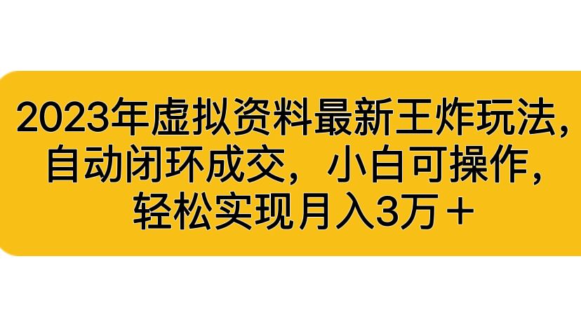 2023年虛擬資料最新王炸玩法,自動閉環成交,小白可操作,輕松實現月入3… - 嚴選資源大全