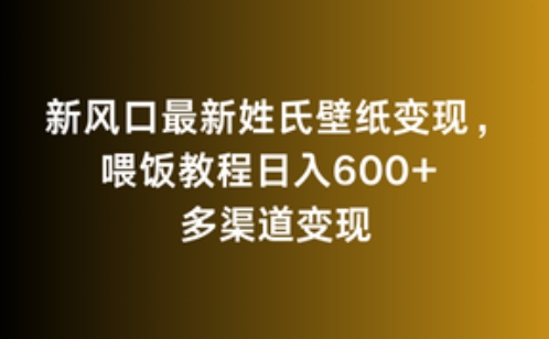 新風口最新姓氏壁紙變現，喂飯教程日入600+ - 嚴選資源大全