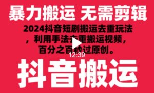2024最新抖音搬運技術,抖音短劇視頻去重,手法搬運,利用工具去重,達到秒過原創的效果 - 嚴選資源大全 - 嚴選資源大全