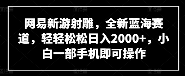 網易新游射雕，全新藍海賽道，輕輕松松日入2000+，小白一部手機即可操作 - 嚴選資源大全