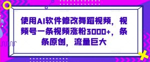 使用AI軟件修改舞蹈視頻，視頻號(hào)一條視頻漲粉3000+，條條原創(chuàng)，流量巨大 - 嚴(yán)選資源大全 - 嚴(yán)選資源大全
