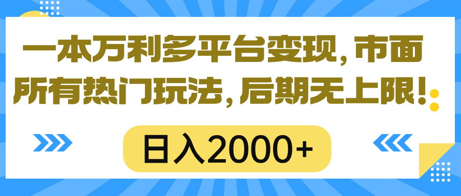 （10311期）一本萬利多平臺變現，市面所有熱門玩法，日入2000+，后期無上限！ - 嚴選資源大全