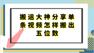 搬運大神分享單條視頻怎樣搬出五位數，短劇搬運，萬能去重 - 嚴選資源大全 - 嚴選資源大全