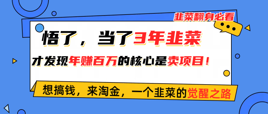 （10759期）悟了，當了3年韭菜，才發現網賺圈年賺100萬的核心是賣項目，含淚分享！ - 嚴選資源大全
