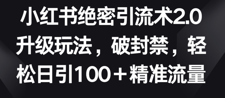 小紅書絕密引流術2.0升級玩法,破封禁,輕松日引100+精準流量 - 嚴選資源大全