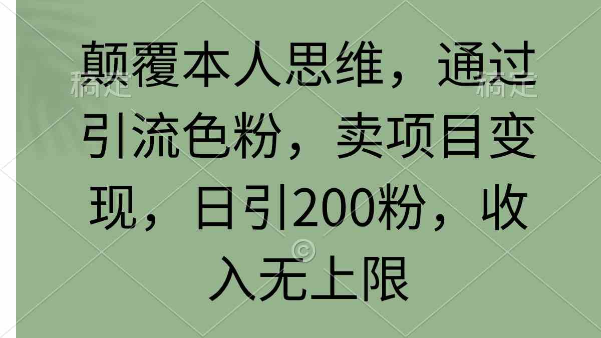 （9523期）顛覆本人思維，通過引流色粉，賣項目變現(xiàn)，日引200粉，收入無上限 - 嚴選資源大全