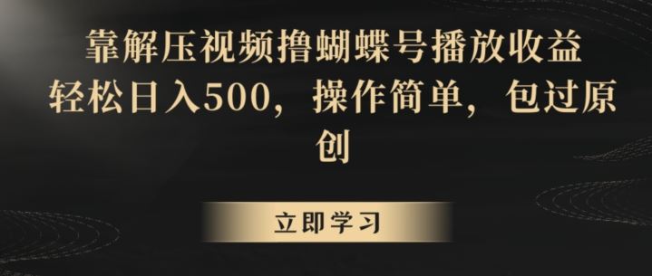 靠解壓視頻擼蝴蝶號播放收益,輕松日入500,操作簡單,包過原創【揭秘】 - 嚴選資源大全