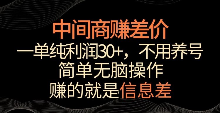 中間商賺差價，一單純利潤30+，簡單無腦操作，賺的就是信息差，輕輕松松日入1000+【揭秘】 - 嚴選資源大全