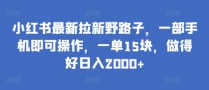 小紅書最新拉新野路子,一部手機即可操作,一單15塊,做得好日入2000+ - 嚴(yán)選資源大全 - 嚴(yán)選資源大全
