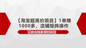 【淘寶超高價(jià)項(xiàng)目】1單賺1000多，店鋪矩陣操作 - 嚴(yán)選資源大全 - 嚴(yán)選資源大全