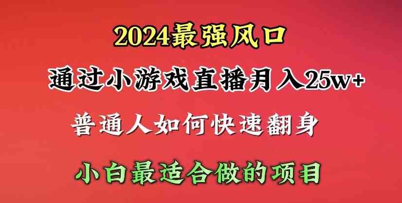 （10020期）2024年最強風口，通過小游戲直播月入25w+單日收益5000+小白最適合做的項目 - 嚴選資源大全