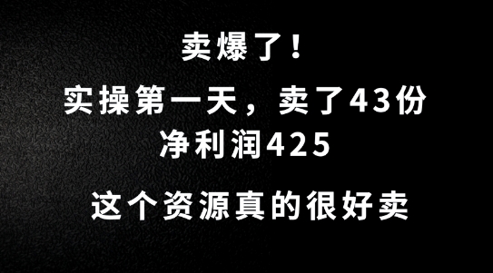 這個(gè)資源,需求很大,實(shí)操第一天賣了43份,凈利潤(rùn)425【揭秘】 - 嚴(yán)選資源大全