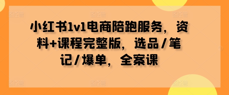 小紅書1v1電商陪跑服務，資料+課程完整版，選品/筆記/爆單，全案課 - 嚴選資源大全