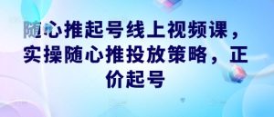 隨心推起號線上視頻課，實操隨心推投放策略，正價起號 - 嚴選資源大全 - 嚴選資源大全