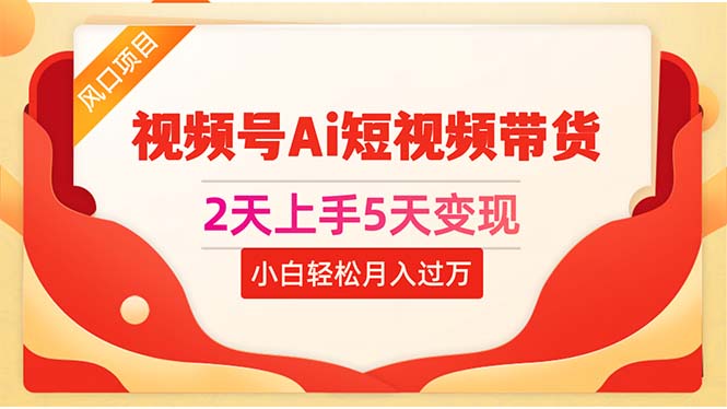 (10807期)2天上手5天變現視頻號Ai短視頻帶貨0粉絲0基礎小白輕松月入過萬 - 嚴選資源大全