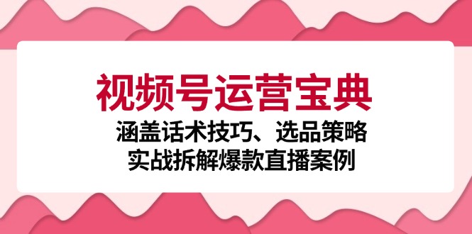 （12808期）視頻號運營寶典：涵蓋話術技巧、選品策略、實戰拆解爆款直播案例 - 嚴選資源大全