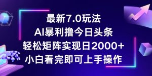 （12854期）今日頭條最新7.0玩法，輕松矩陣日入2000+ - 嚴選資源大全 - 嚴選資源大全