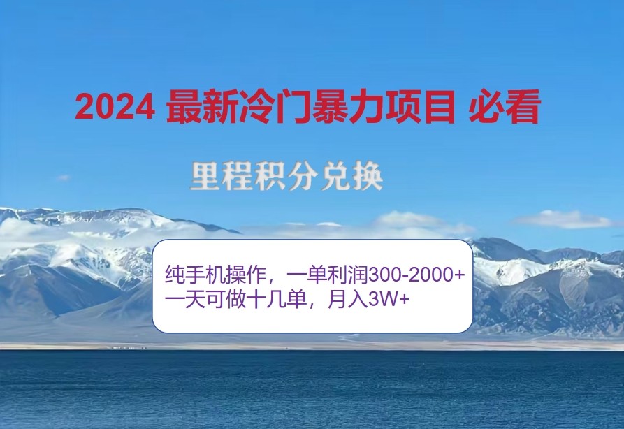2024驚爆冷門暴利,里程積分最新玩法,高爆發期,一單300+—2000+ - 嚴選資源大全