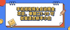 （12898期）手機(jī)短視頻掘金項目，單窗口單平臺5-20 可批量適合新手小白 - 嚴(yán)選資源大全 - 嚴(yán)選資源大全