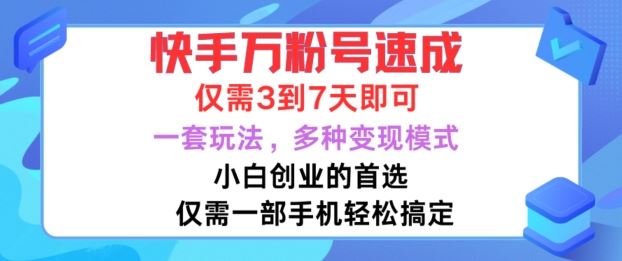 快手萬粉號速成,僅需3到七天,小白創業的首選,一套玩法,多種變現模式【揭秘】 - 嚴選資源大全