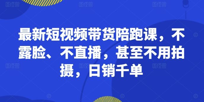 最新短視頻帶貨陪跑課，不露臉、不直播，甚至不用拍攝，日銷千單 - 嚴(yán)選資源大全