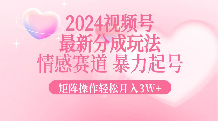 (12922期)2024最新視頻號分成玩法,情感賽道,暴力起號,矩陣操作輕松月入3W+ - 嚴(yán)選資源大全