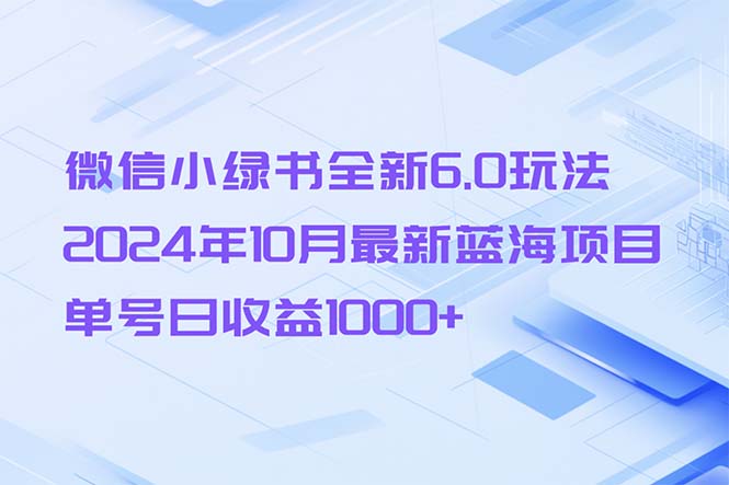 （13052期）微信小綠書全新6.0玩法，2024年10月最新藍海項目，單號日收益1000+ - 嚴選資源大全