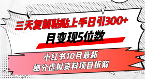 (13077期)三天復制粘貼上手日引300+月變現5位數小紅書10月最新 細分虛擬資料項目… - 嚴選資源大全 - 嚴選資源大全