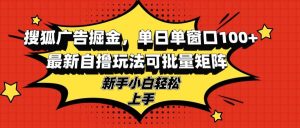 (13116期)搜狐廣告掘金,單日單窗口100+,最新自擼玩法可批量矩陣,適合新手小白 - 嚴選資源大全 - 嚴選資源大全